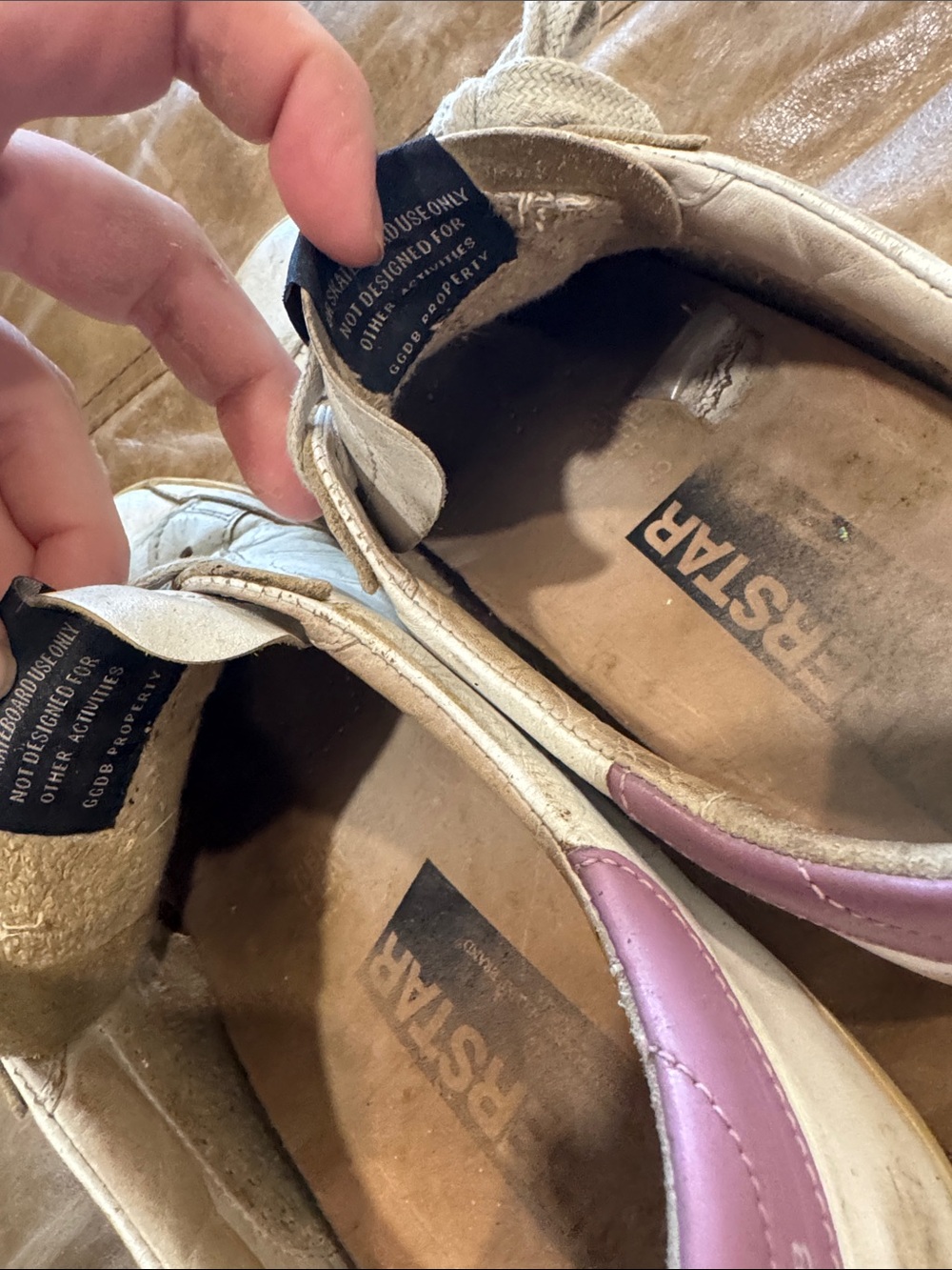 Golden Goose White Sneakers with Beige Star and Pink Heel 40 US10 - Picture 8 of 10